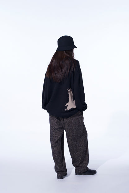 BRUSHED TWILL NEEDLE PUNCH TAPERED PANTS