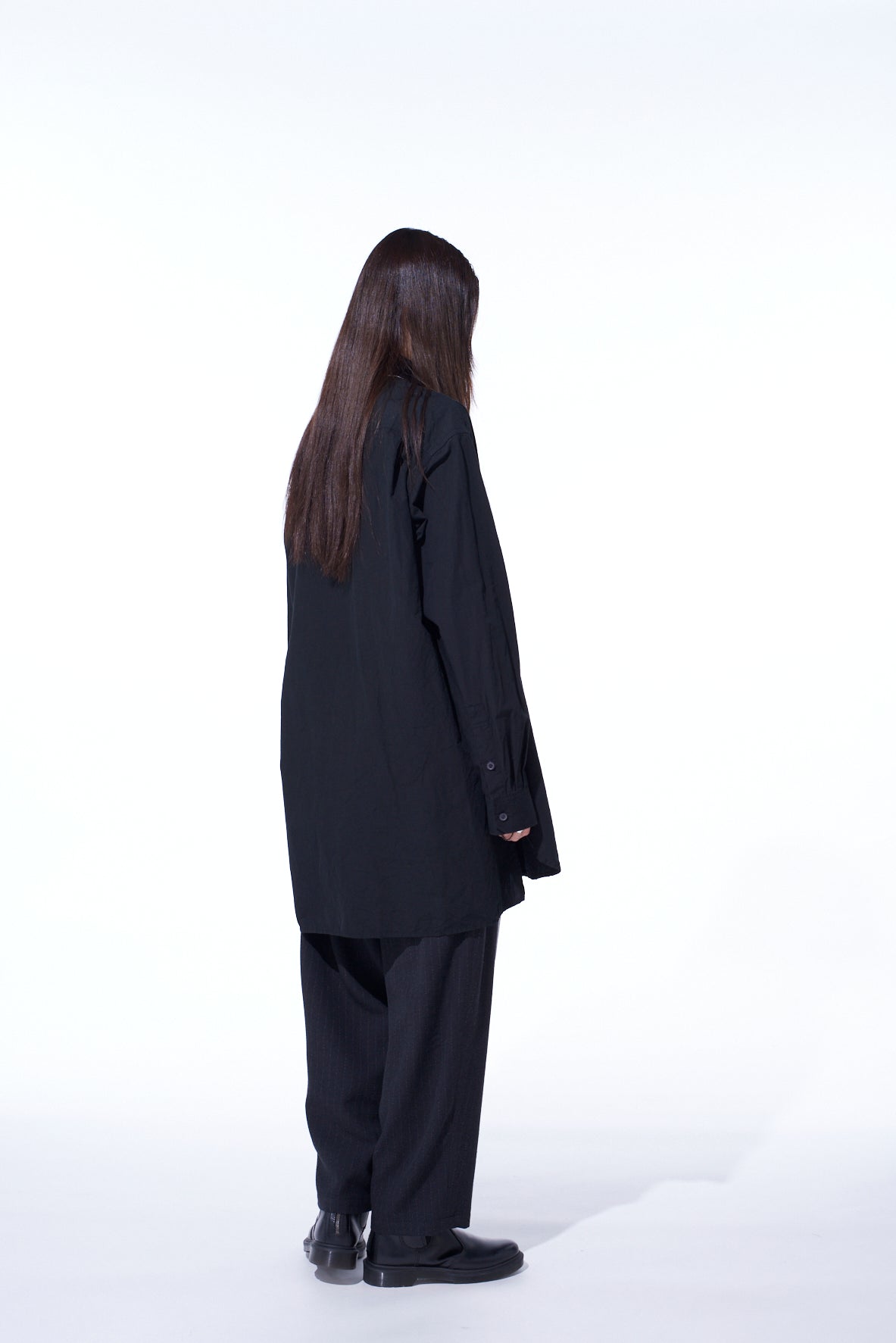 STRIPED SILK ANGORA WOOL TAPERED PANTS