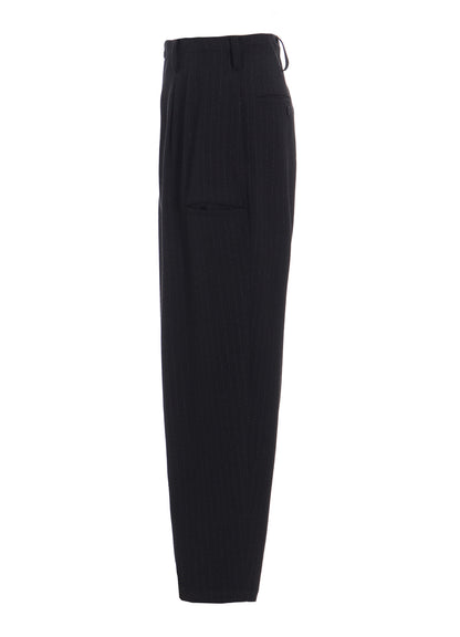 STRIPED SILK ANGORA WOOL TAPERED PANTS