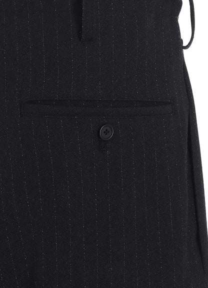 STRIPED SILK ANGORA WOOL TAPERED PANTS