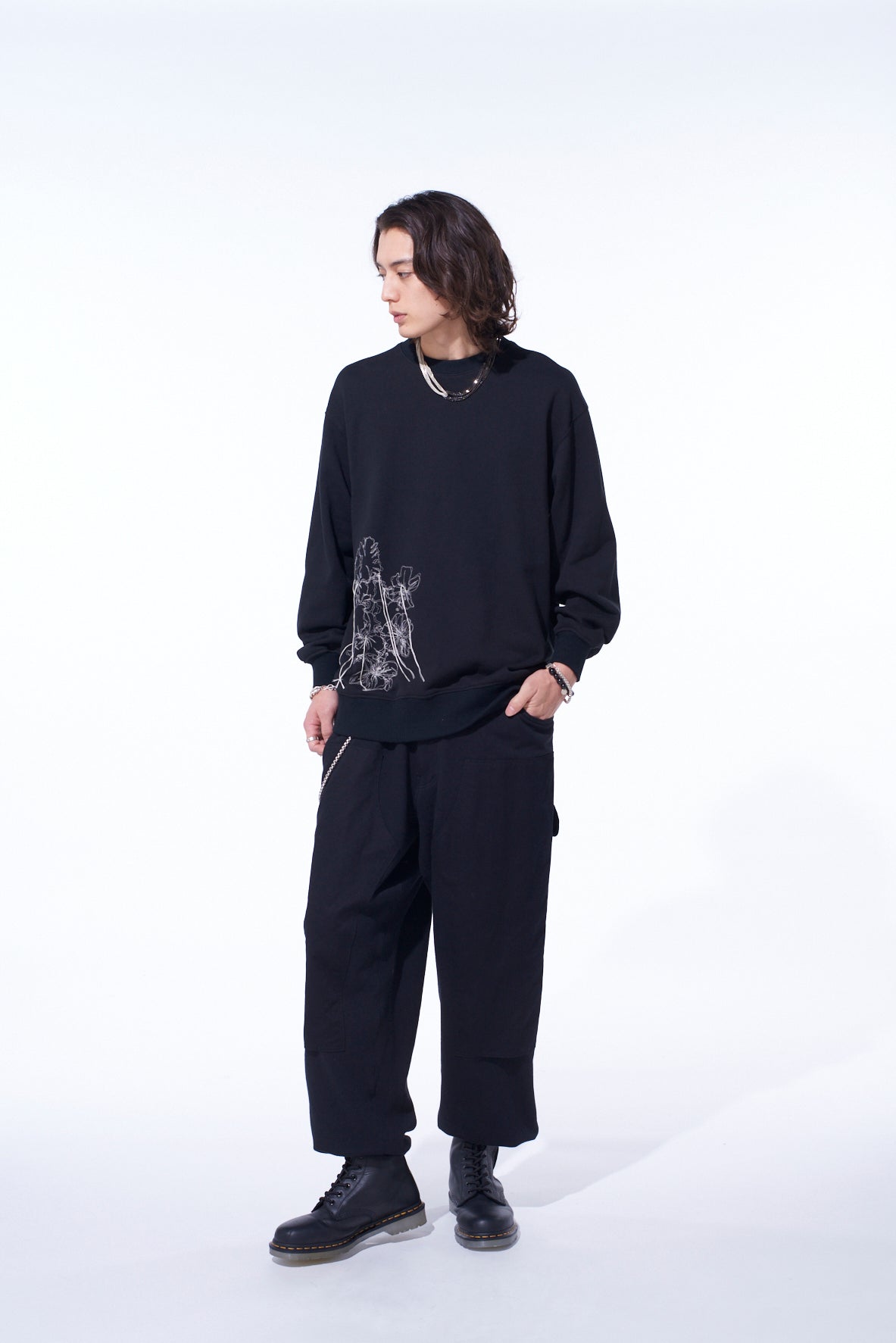 TWILL TERRY MIX DOUBLE-KNEE SWEATPANTS