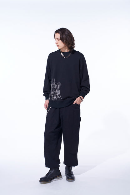 TWILL TERRY MIX DOUBLE-KNEE SWEATPANTS