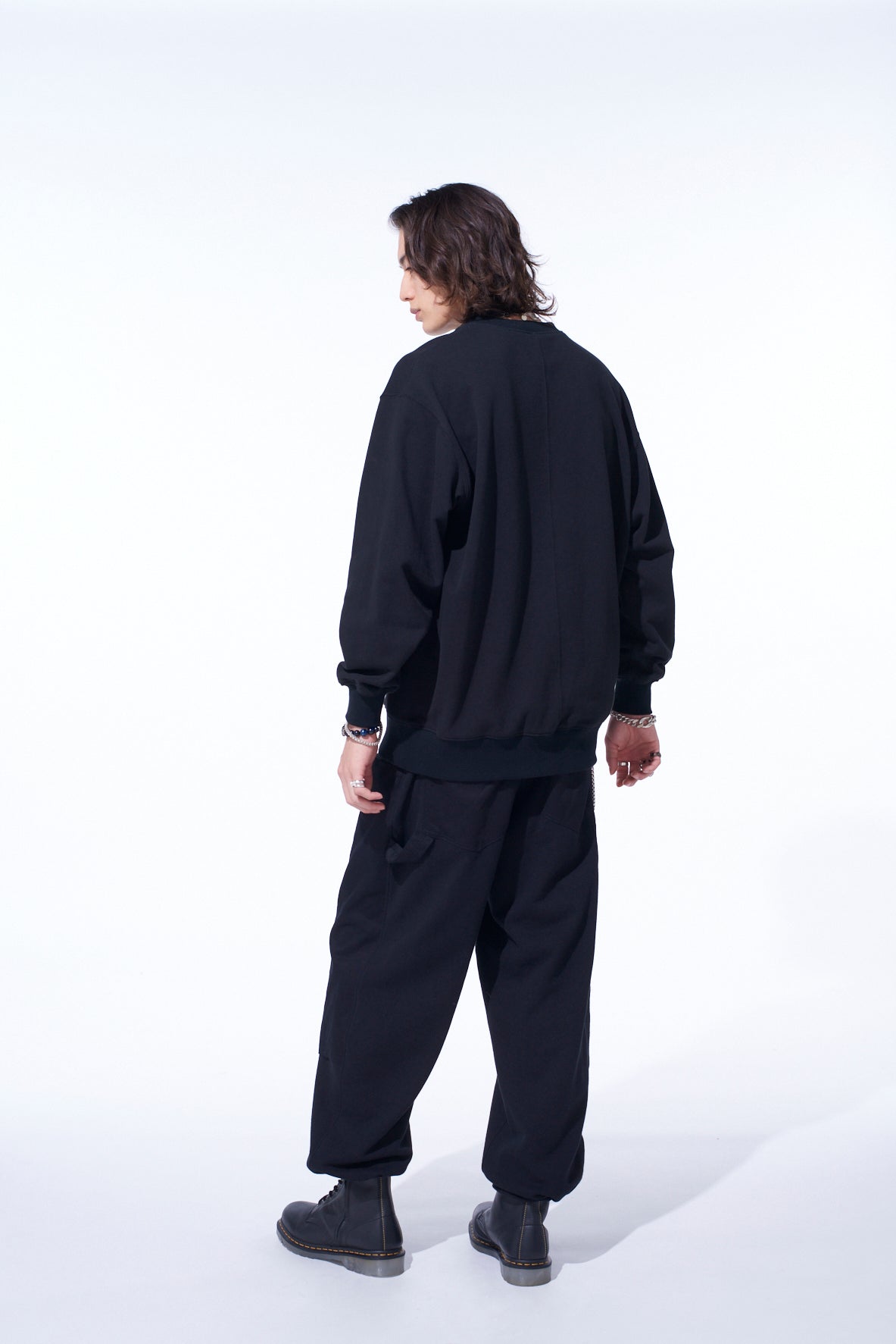 TWILL TERRY MIX DOUBLE-KNEE SWEATPANTS
