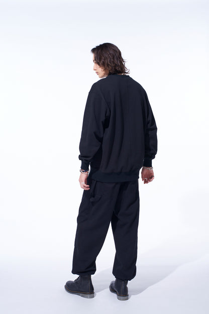 TWILL TERRY MIX DOUBLE-KNEE SWEATPANTS
