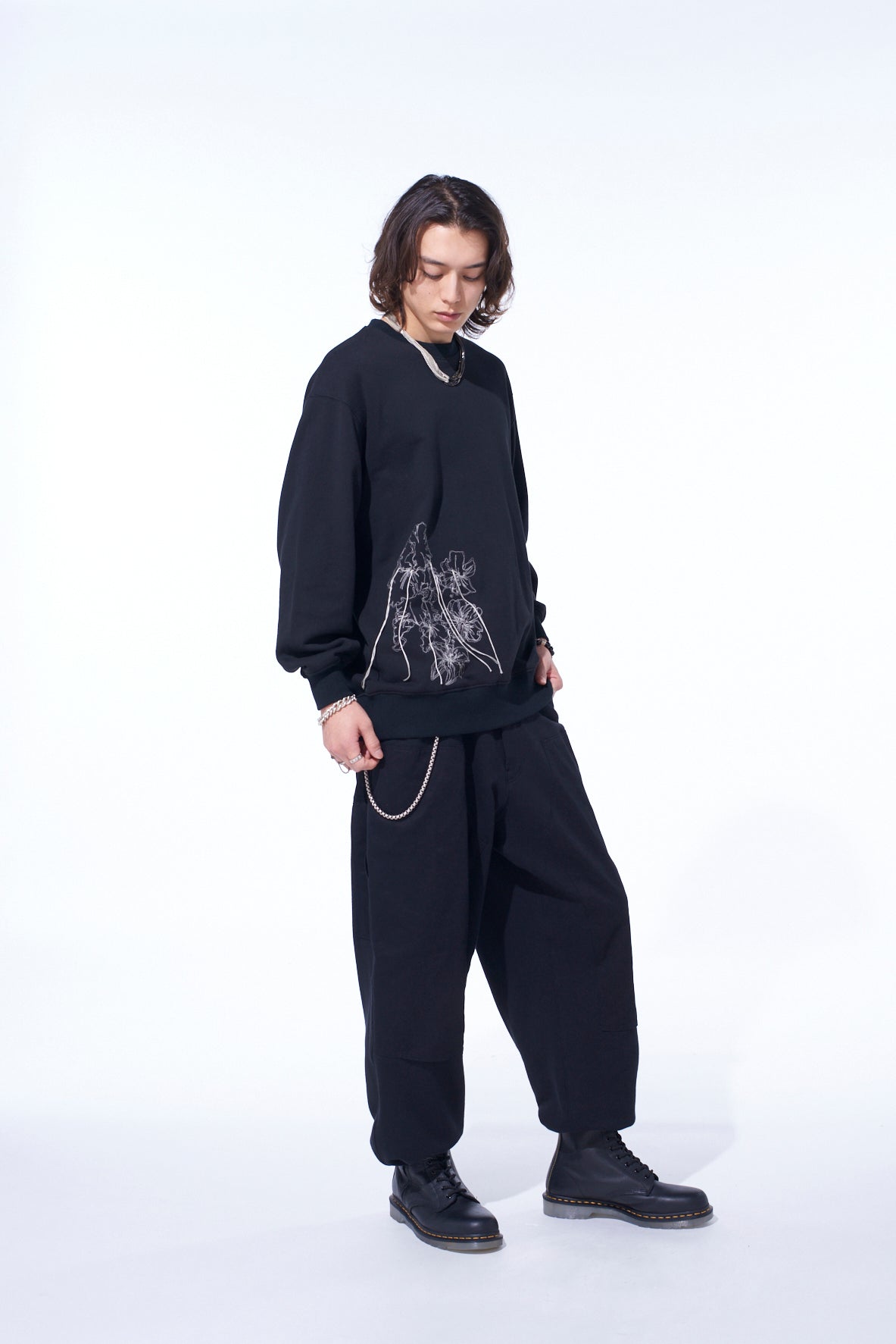 TWILL TERRY MIX DOUBLE-KNEE SWEATPANTS