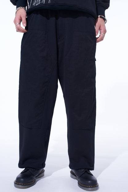 TWILL TERRY MIX DOUBLE-KNEE SWEATPANTS