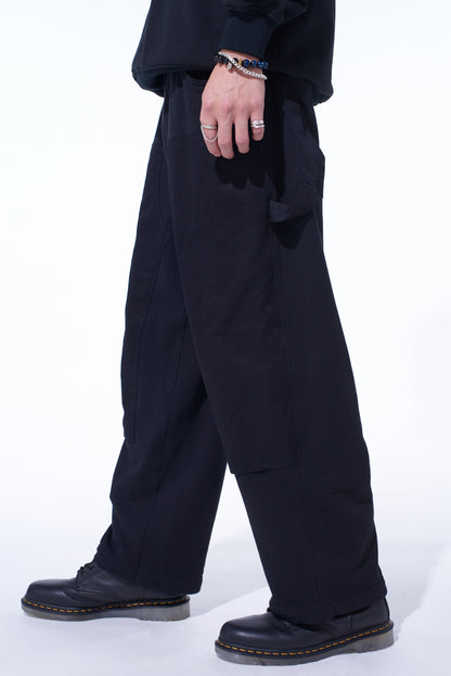 TWILL TERRY MIX DOUBLE-KNEE SWEATPANTS