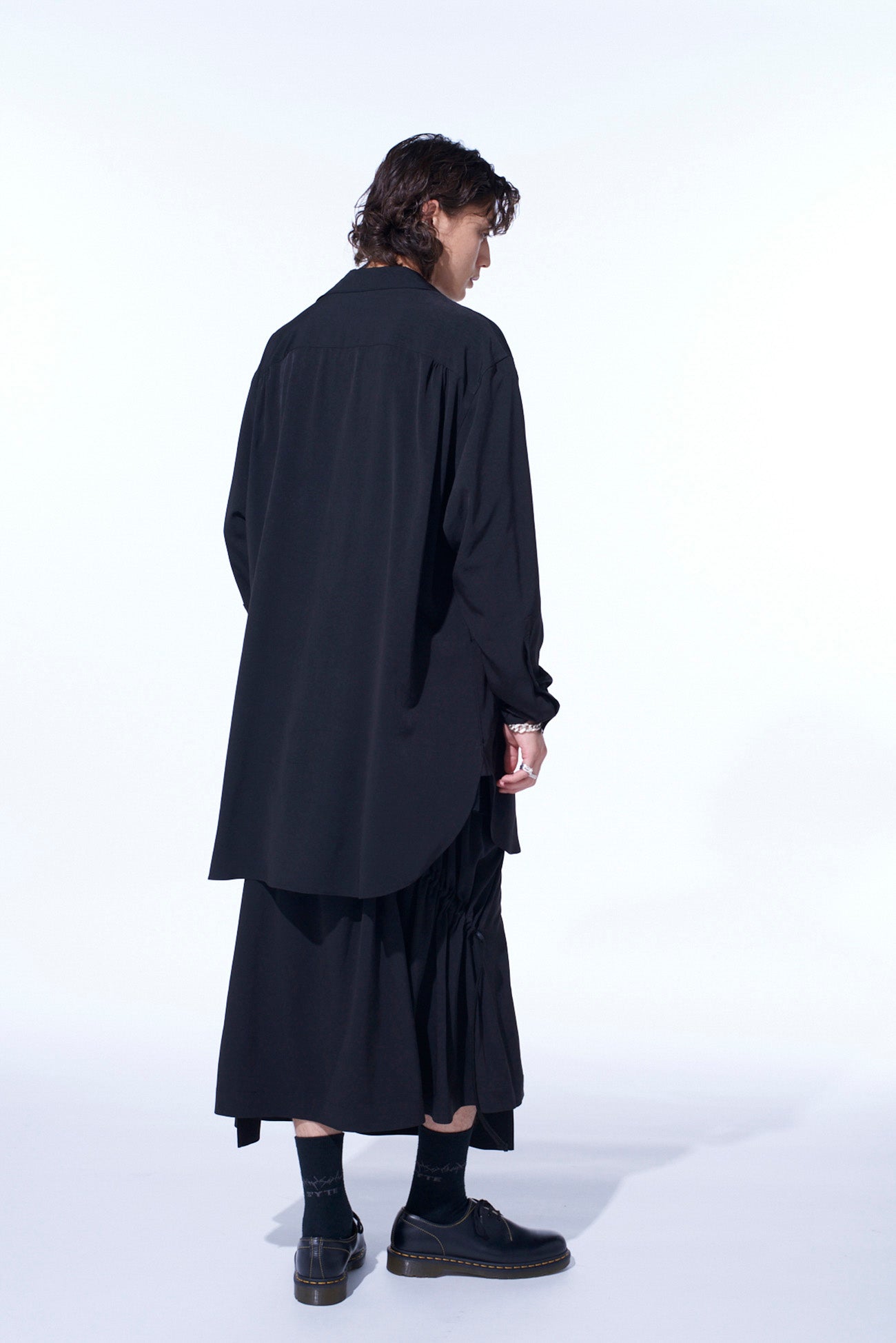 CREPE de CHINE SHIRRING DRAPE SKIRT