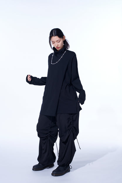 30/COTTON JERSEY LAYERED FRONT TURTLENECK LONG T-SHIRT