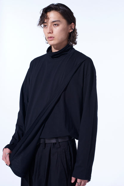 30/COTTON JERSEY LAYERED FRONT TURTLENECK LONG T-SHIRT