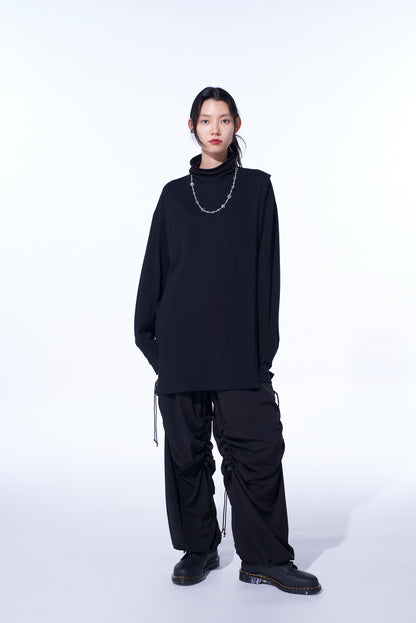 30/COTTON JERSEY LAYERED FRONT TURTLENECK LONG T-SHIRT