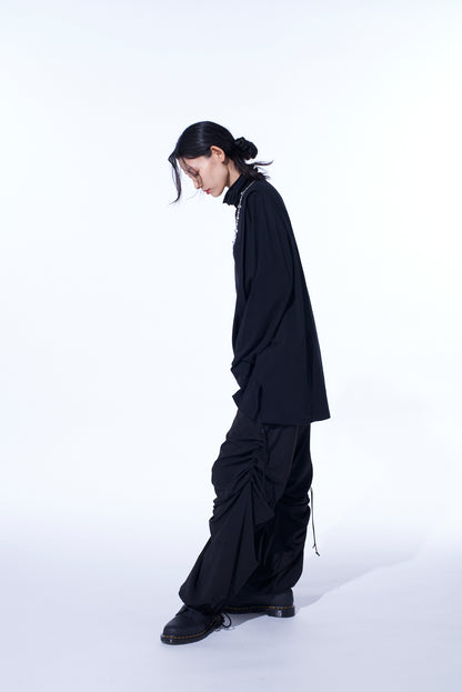 30/COTTON JERSEY LAYERED FRONT TURTLENECK LONG T-SHIRT