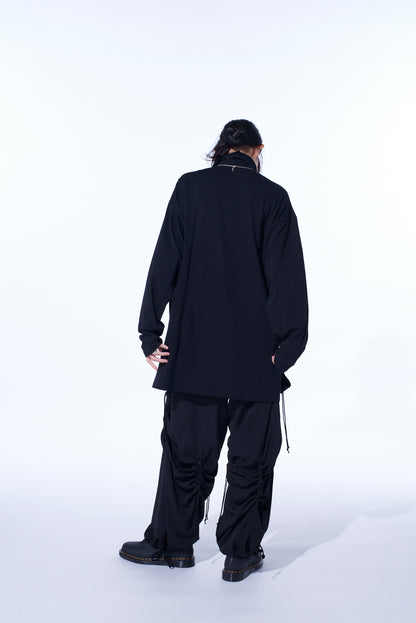 30/COTTON JERSEY LAYERED FRONT TURTLENECK LONG T-SHIRT