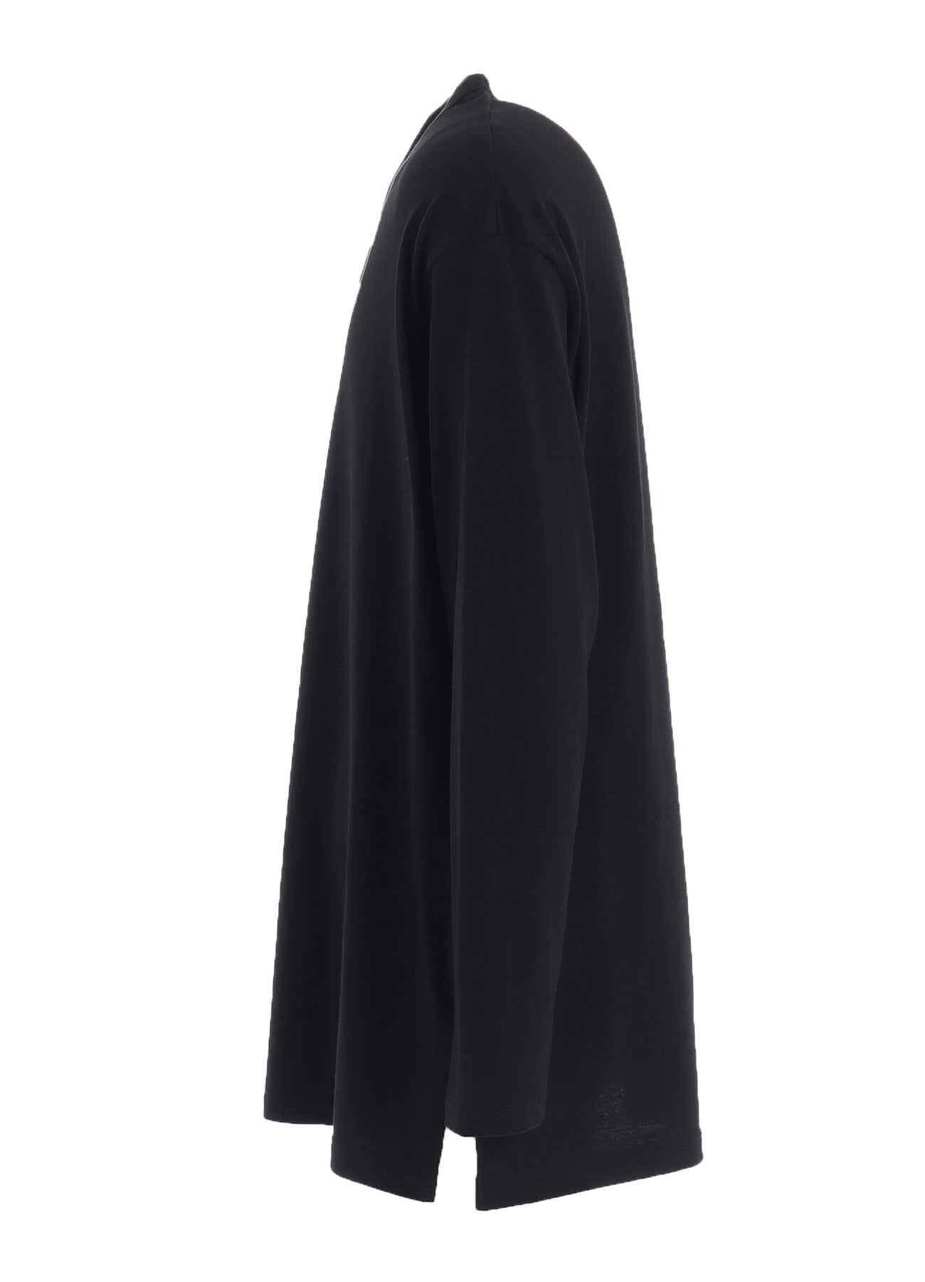COTTON JERSEY FABRIC SWITCH L/S DRAPED T-SHIRT
