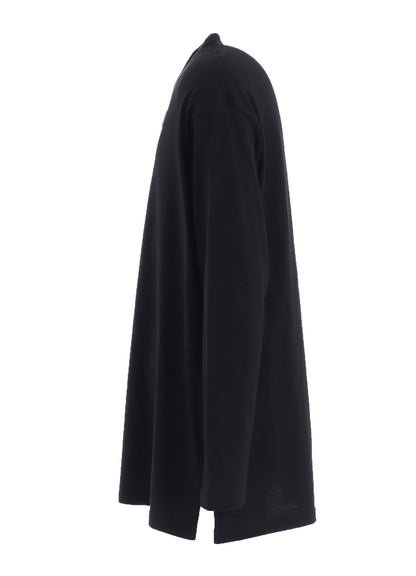 COTTON JERSEY FABRIC SWITCH L/S DRAPED T-SHIRT