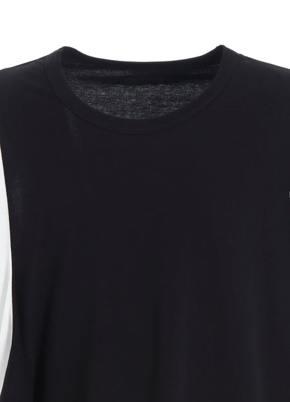 COTTON JERSEY FABRIC SWITCH L/S DRAPED T-SHIRT