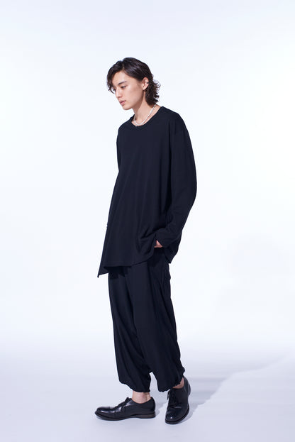 COTTON JERSEY FABRIC SWITCH L/S DRAPED T-SHIRT
