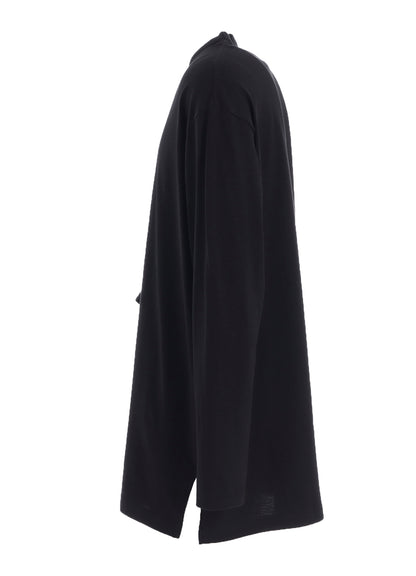 COTTON JERSEY FABRIC SWITCH L/S DRAPED T-SHIRT