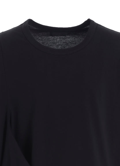COTTON JERSEY FABRIC SWITCH L/S DRAPED T-SHIRT