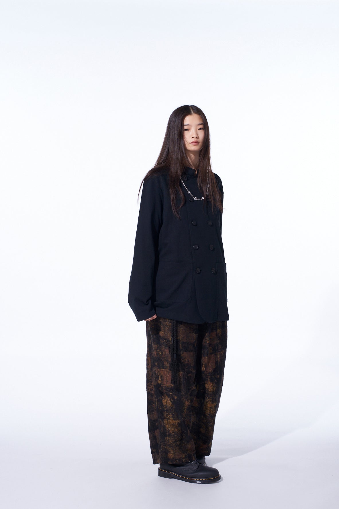 COTTON JERSEY STAND COLLAR DOUBLE JACKET