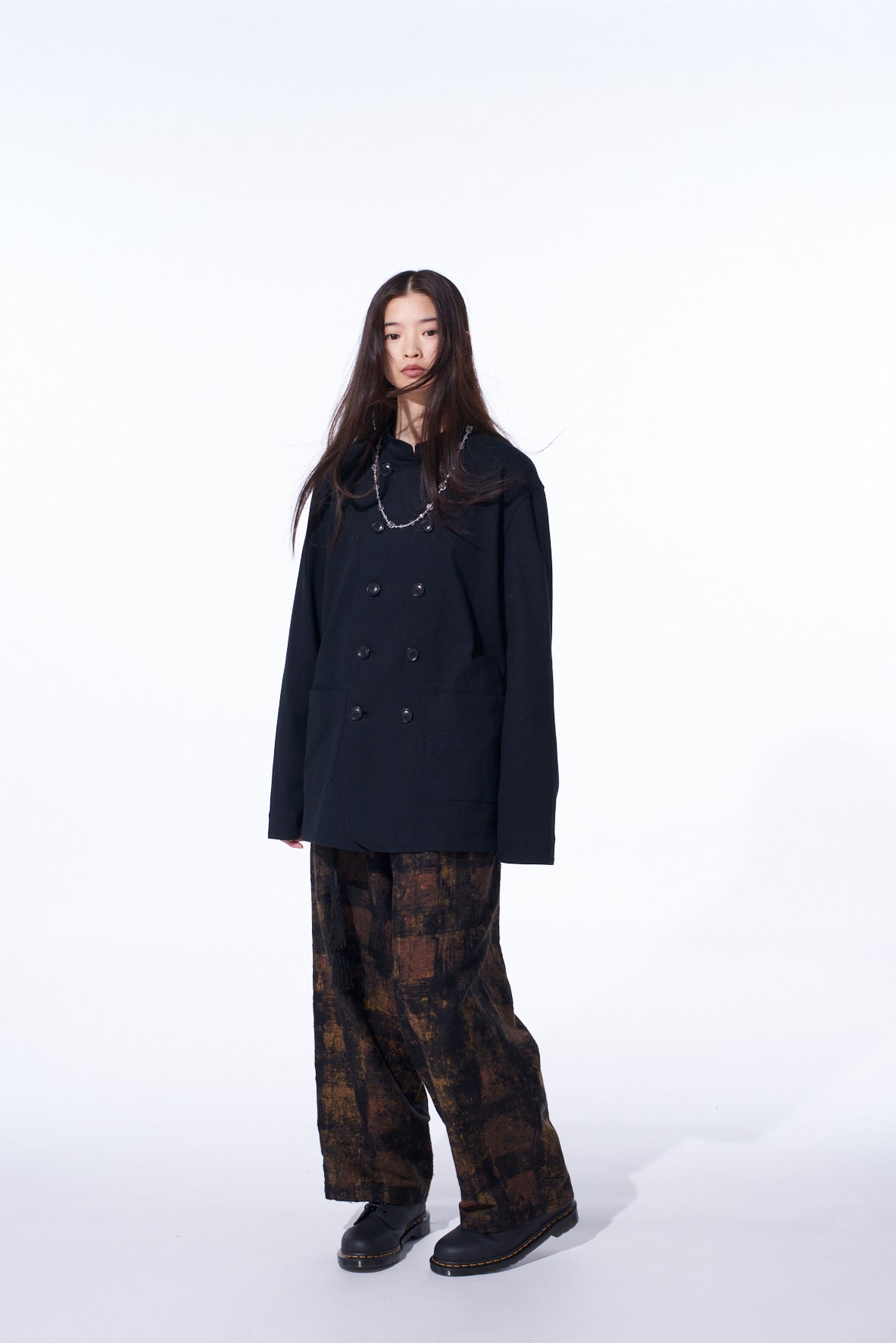 COTTON JERSEY STAND COLLAR DOUBLE JACKET