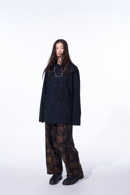 COTTON JERSEY STAND COLLAR DOUBLE JACKET