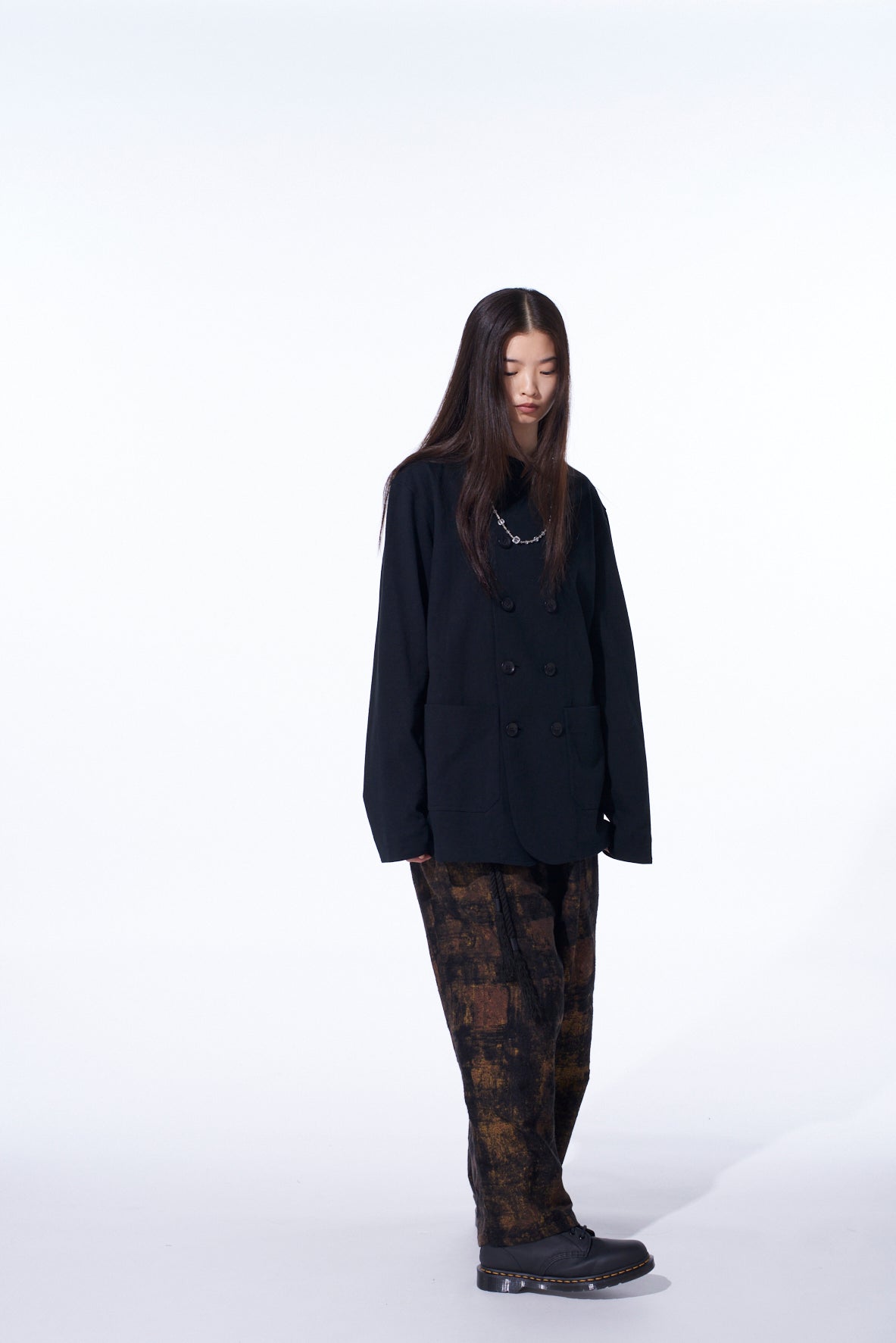 COTTON JERSEY STAND COLLAR DOUBLE JACKET