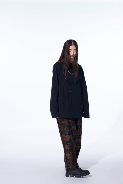 COTTON JERSEY STAND COLLAR DOUBLE JACKET