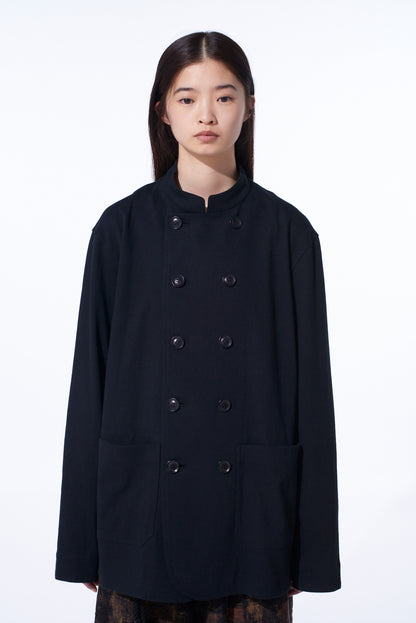 COTTON JERSEY STAND COLLAR DOUBLE JACKET