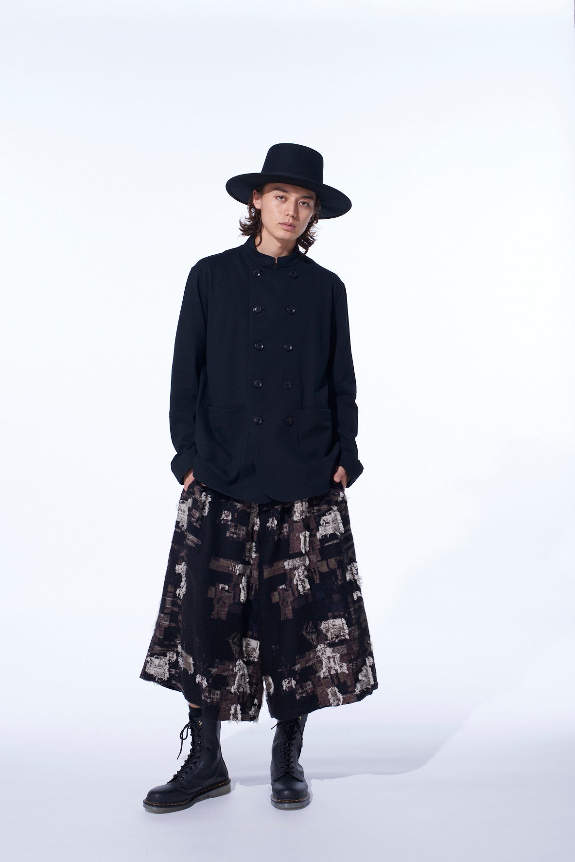 COTTON JERSEY STAND COLLAR DOUBLE JACKET