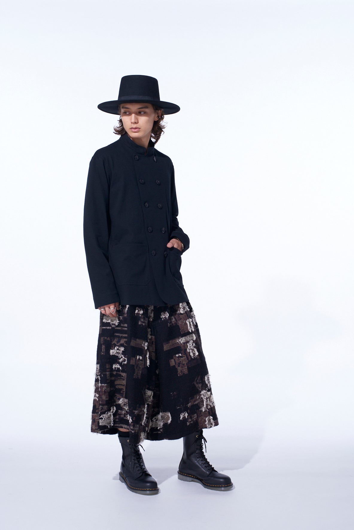 COTTON JERSEY STAND COLLAR DOUBLE JACKET