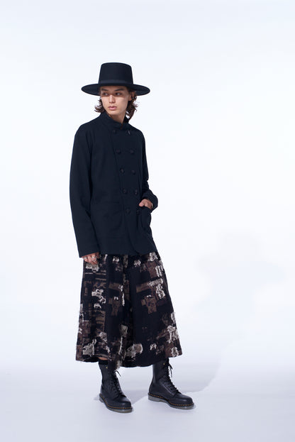 COTTON JERSEY STAND COLLAR DOUBLE JACKET