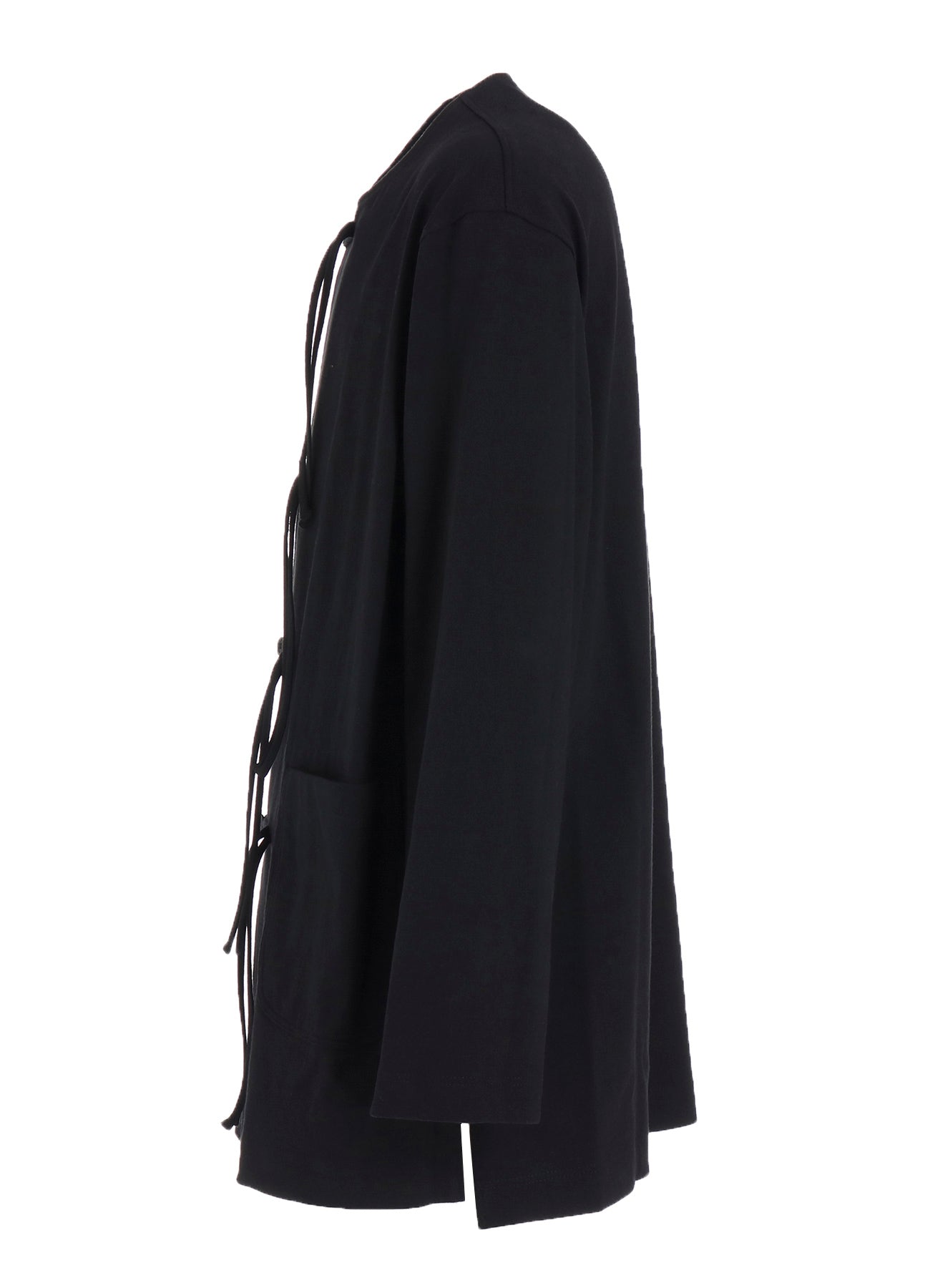 COTTON JERSEY NO-COLLAR LOOP CARDIGAN