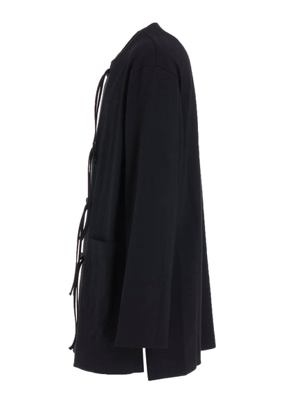 COTTON JERSEY NO-COLLAR LOOP CARDIGAN