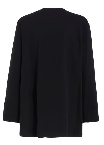 COTTON JERSEY NO-COLLAR LOOP CARDIGAN