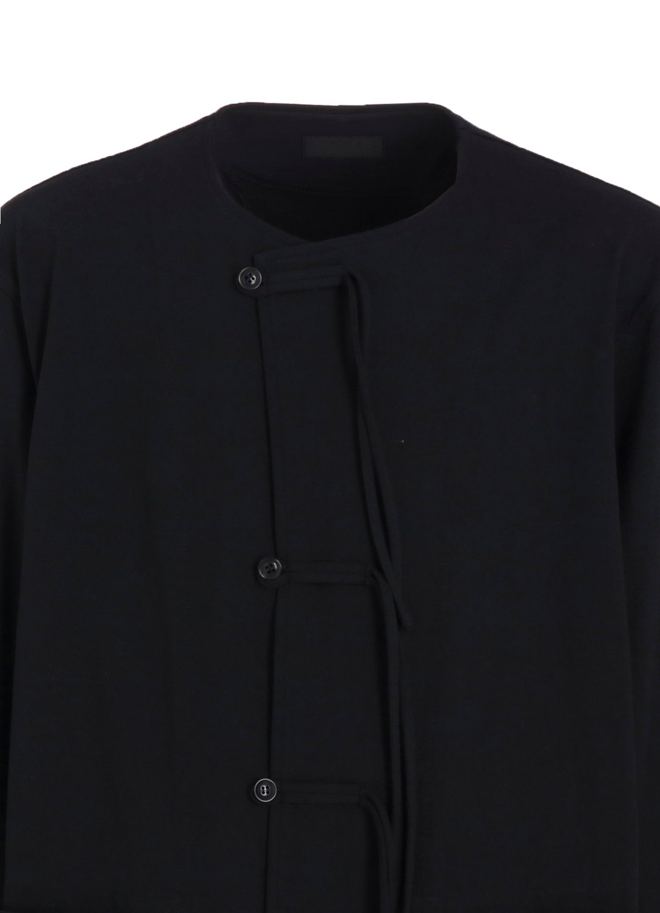 COTTON JERSEY NO-COLLAR LOOP CARDIGAN