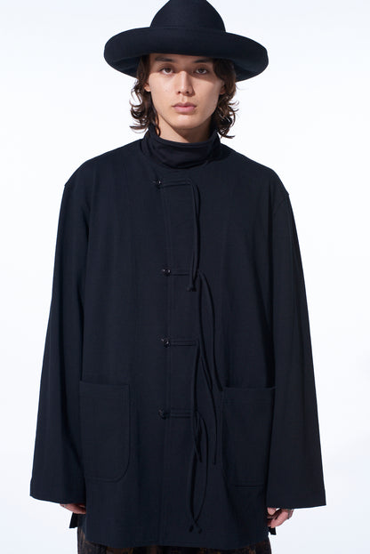 COTTON JERSEY NO-COLLAR LOOP CARDIGAN