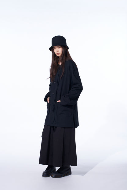 COTTON JERSEY NO-COLLAR LOOP CARDIGAN