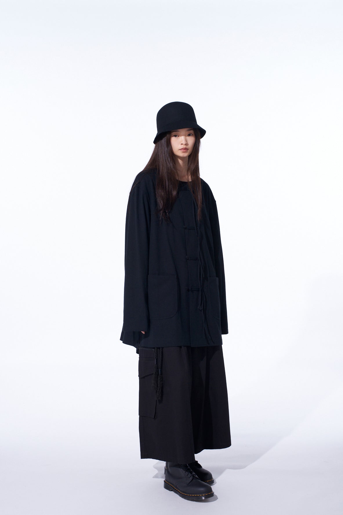 COTTON JERSEY NO-COLLAR LOOP CARDIGAN