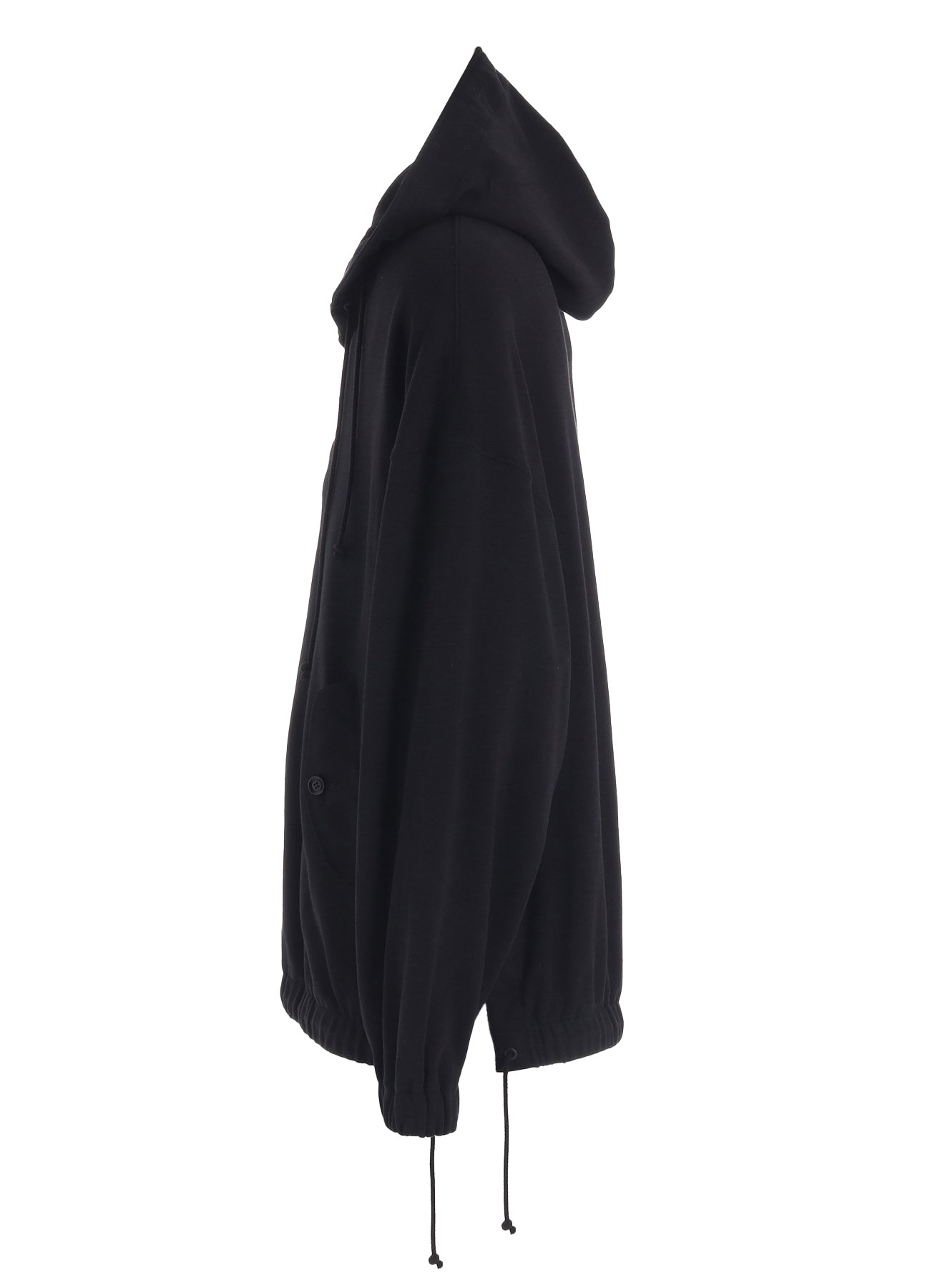 TWILL TERRY MIX OVERSIZED LACE-UP HOODIE