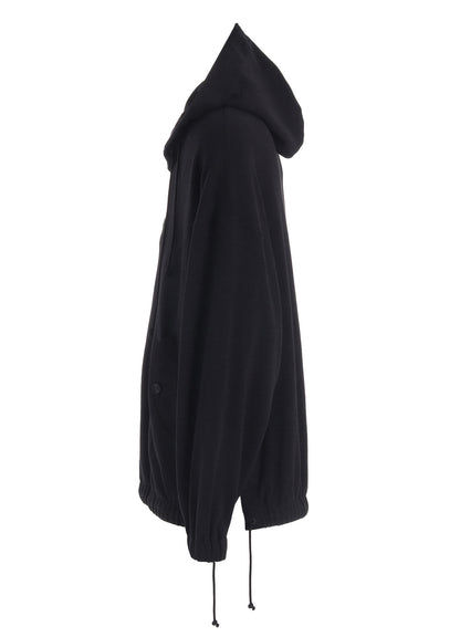 TWILL TERRY MIX OVERSIZED LACE-UP HOODIE