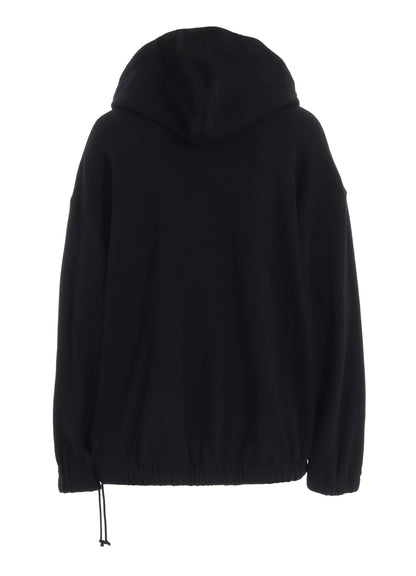 TWILL TERRY MIX OVERSIZED LACE-UP HOODIE
