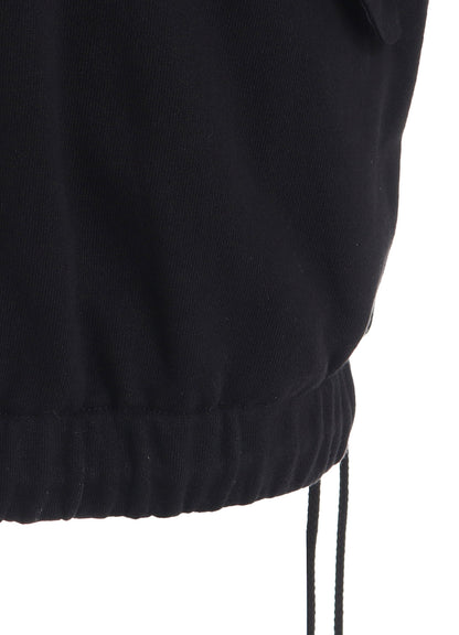 TWILL TERRY MIX OVERSIZED LACE-UP HOODIE