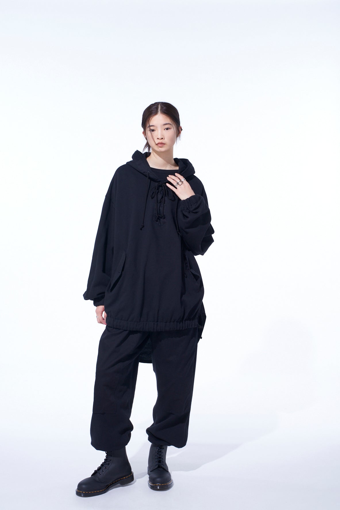 josemoon TWILL BONDING HOODIE JACKET 黒 TWILL TERRY MIX OVERSIZED LACE-UP HOODIE – THE SHOP YOHJI YAMAMOTO