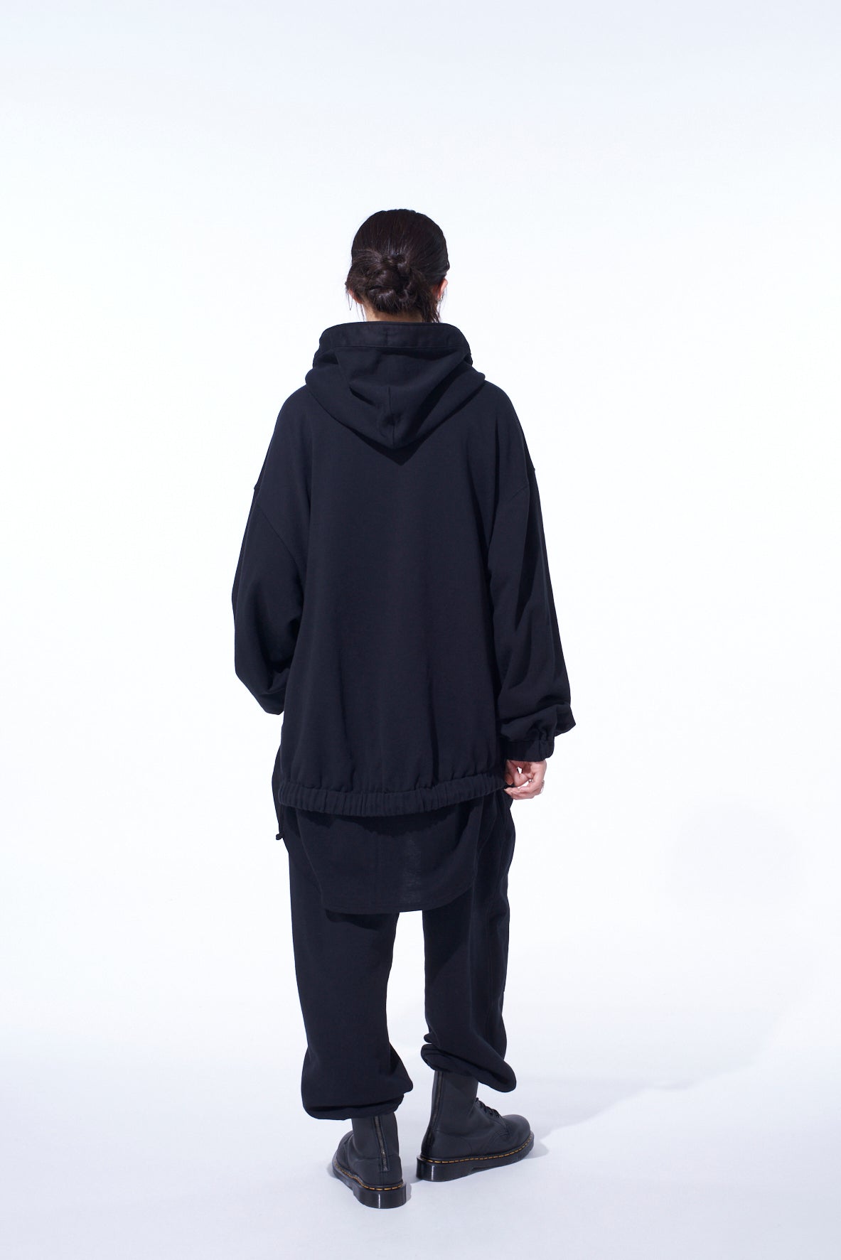 TWILL TERRY MIX OVERSIZED LACE-UP HOODIE – THE SHOP YOHJI YAMAMOTO