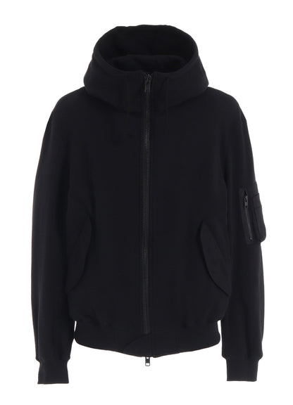 TWILL TERRY MIX ZIP-UP HOODIE WITH UTILITY SLEEVE POCKET