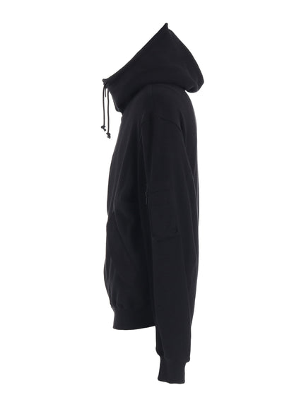 TWILL TERRY MIX ZIP-UP HOODIE WITH UTILITY SLEEVE POCKET