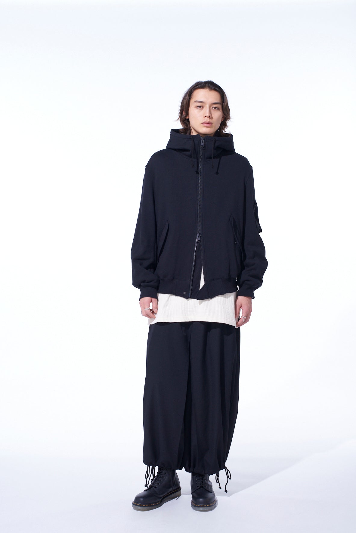 TWILL TERRY MIX ZIP-UP HOODIE WITH UTILITY SLEEVE POCKET – THE