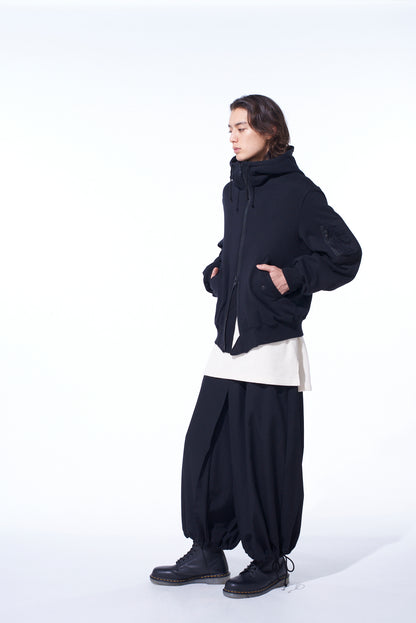 TWILL TERRY MIX ZIP-UP HOODIE WITH UTILITY SLEEVE POCKET