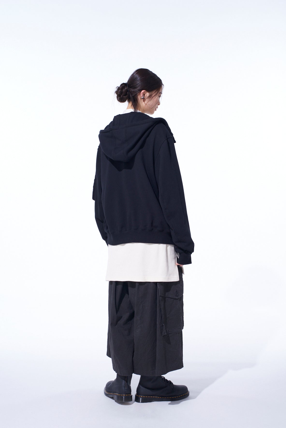 TWILL TERRY MIX ZIP-UP HOODIE WITH UTILITY SLEEVE POCKET